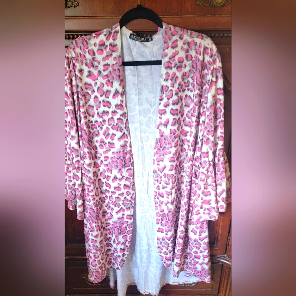 GlitzyGirlz pink leopard kimono